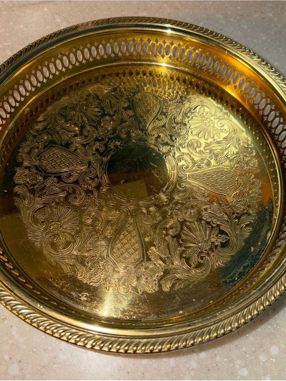 Vintage brass serving tray 10”
